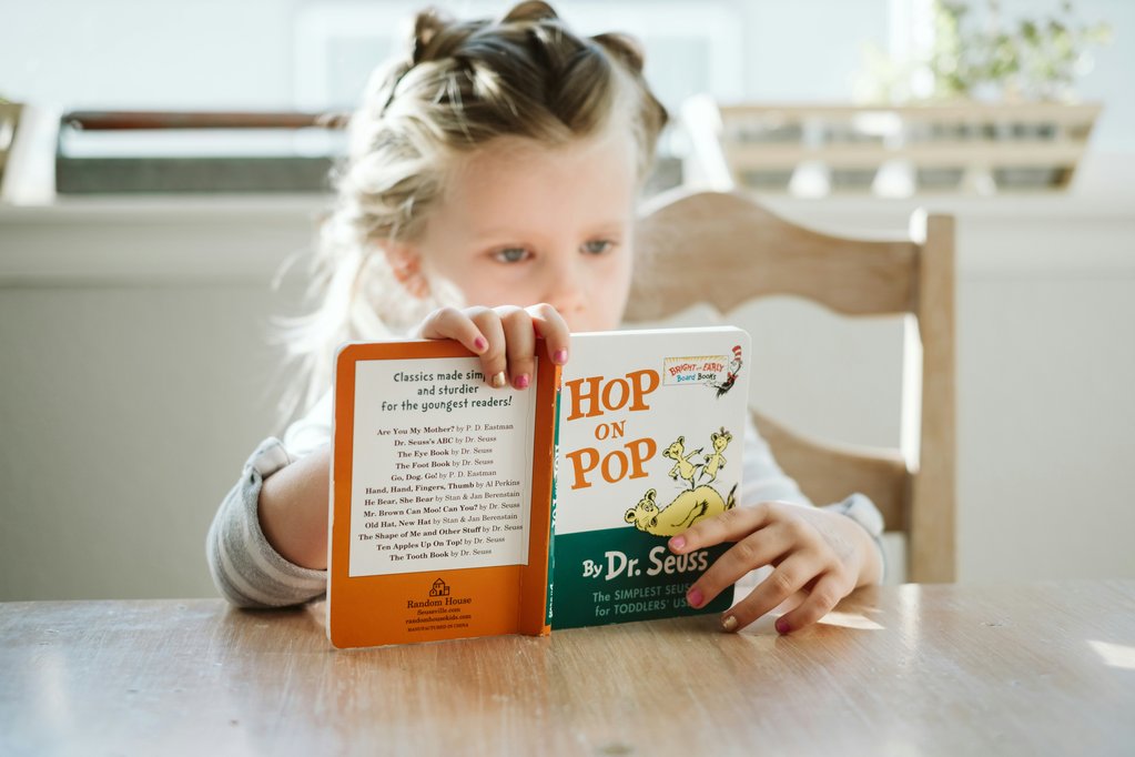 Young girl reading a book