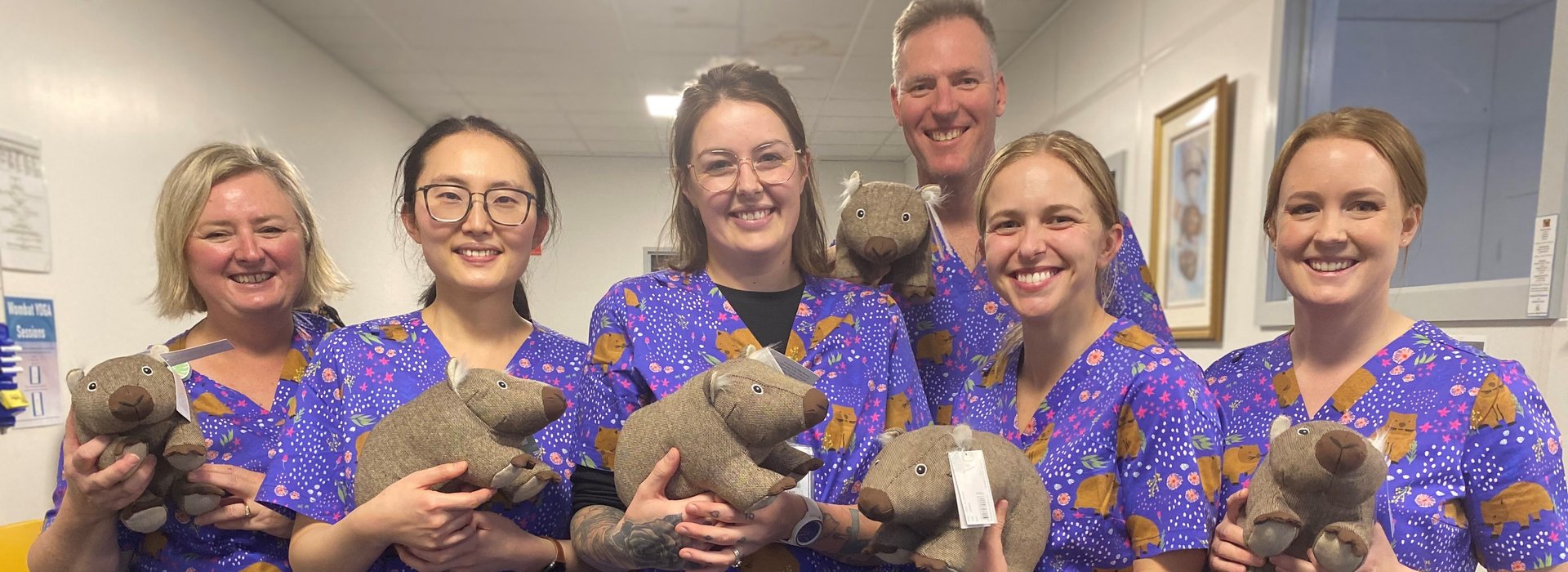 wombat ward staff in scrubs